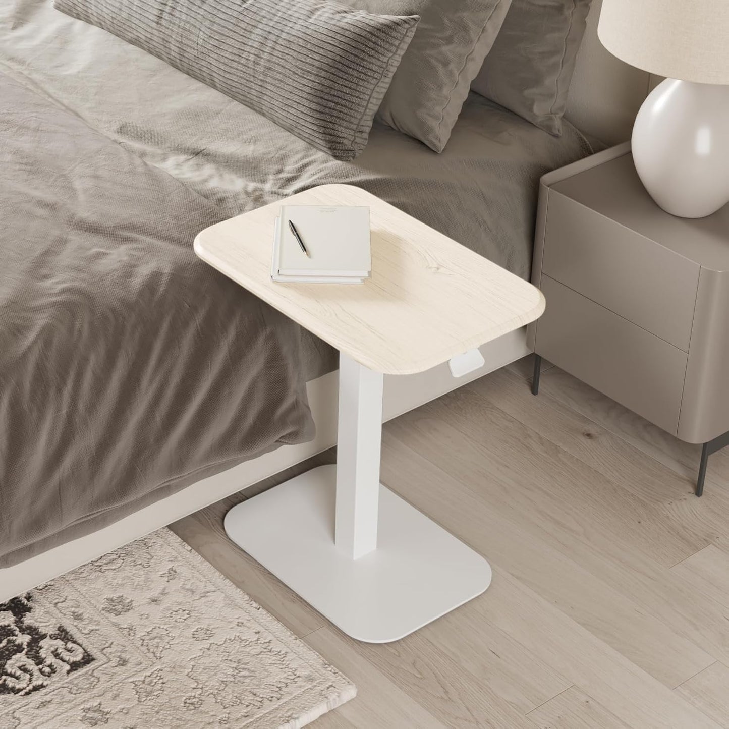 Ergohome™ ELEVANCE Table™- White Base Washed Oak Top