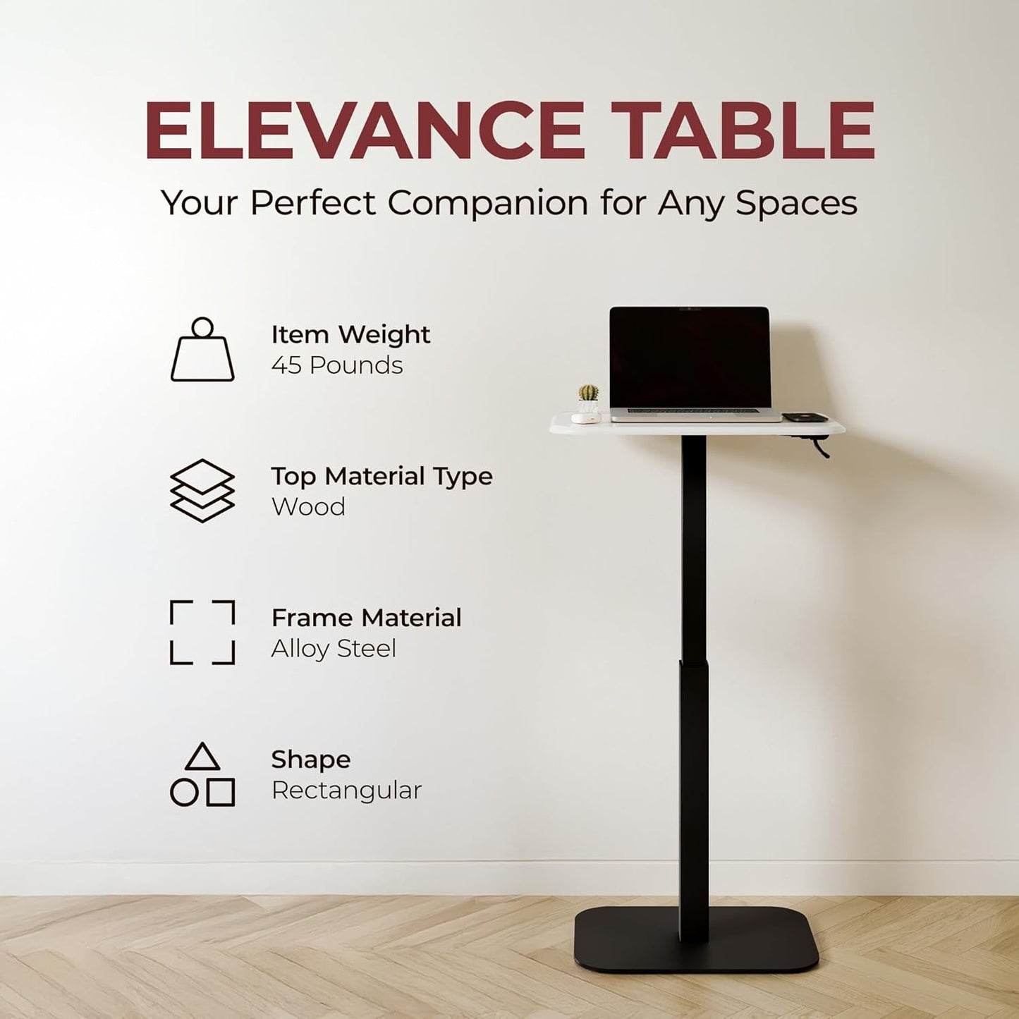 Ergohome™ ELEVANCE Table™- (Black Base Cloud Top)