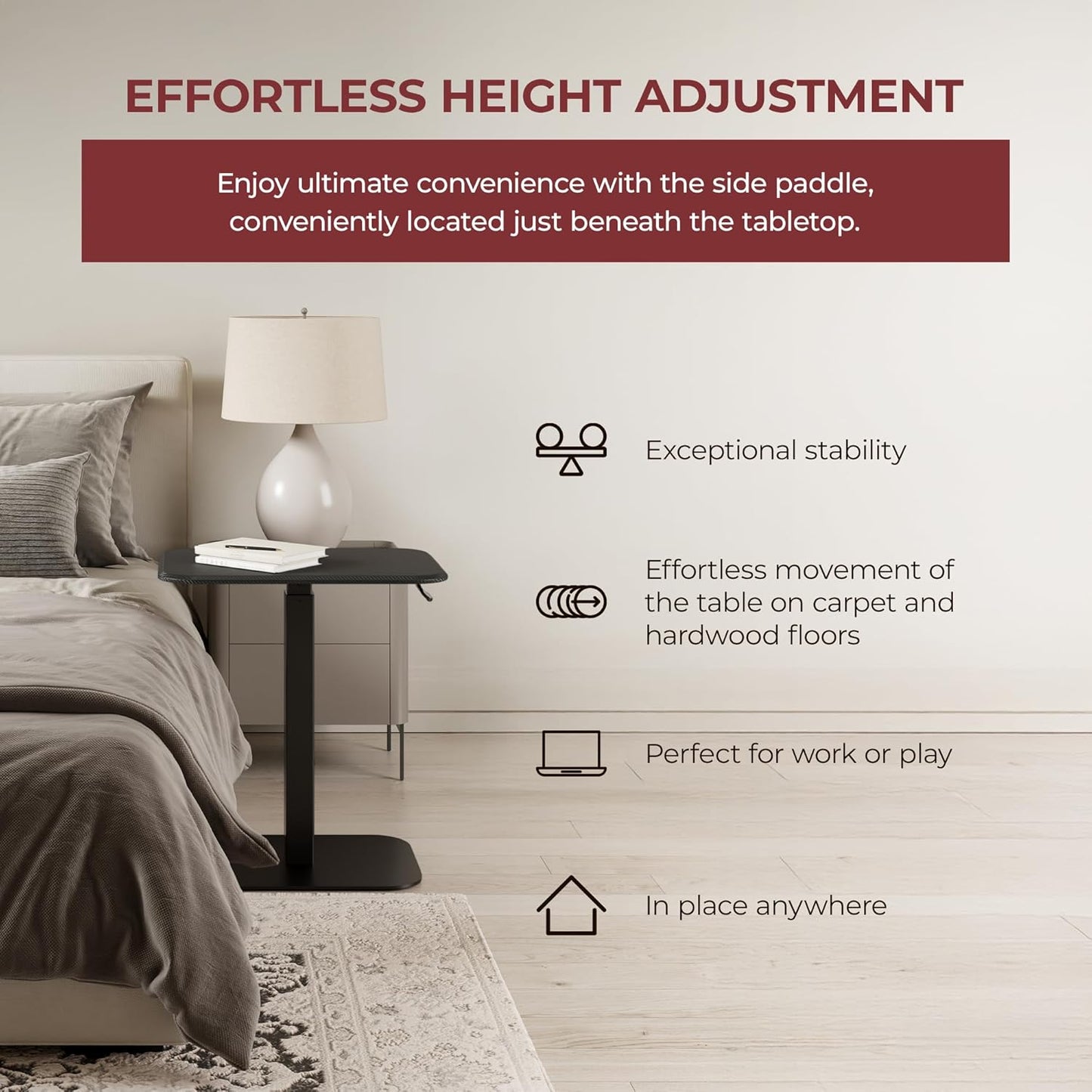 ERGOHOME™ ELEVANCE TABLE™- (Black Base Carbon Black Top)