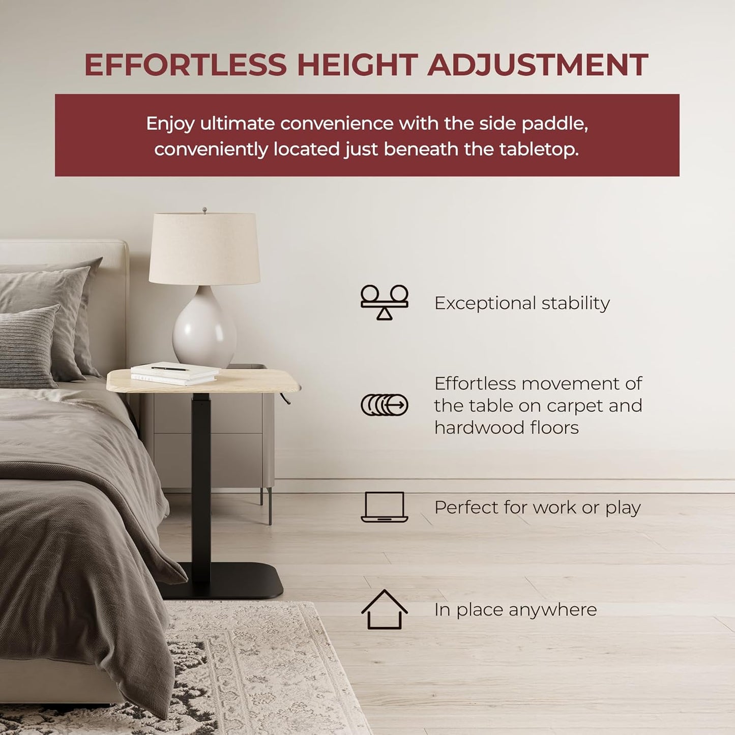 Ergohome™ ELEVANCE Table™- (Black Base Washed Oak Top)