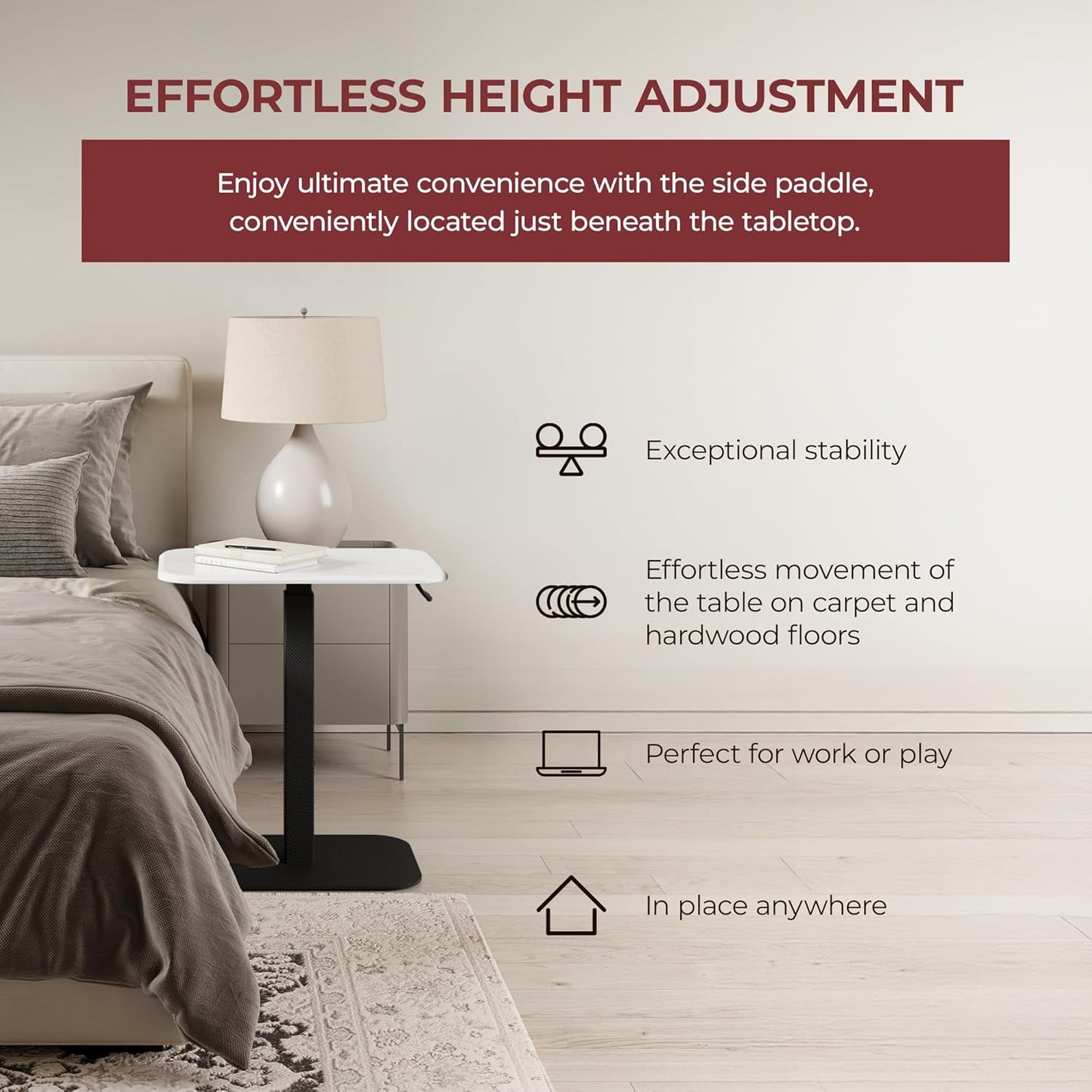 Ergohome™ ELEVANCE Table™- (Black Base Cloud Top)