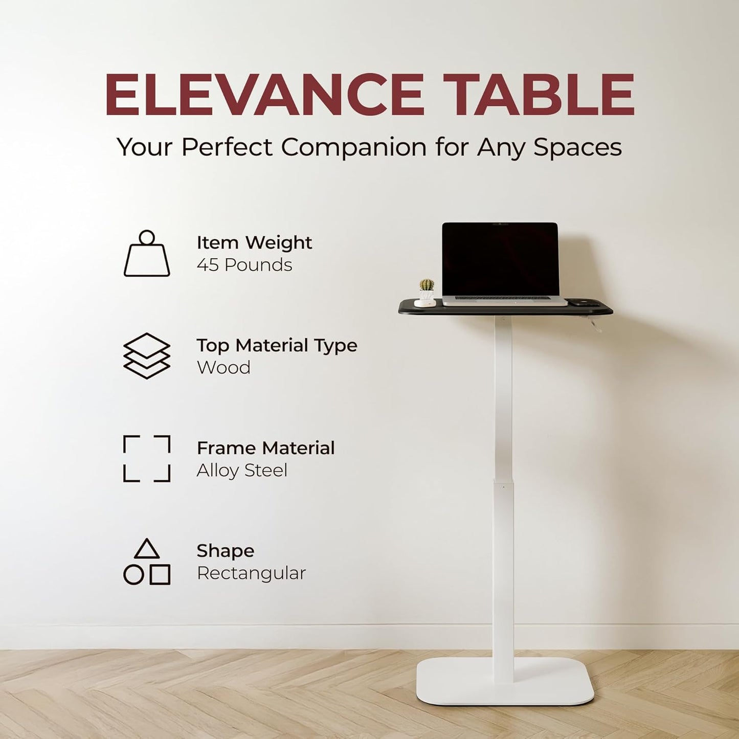 Ergohome™ ELEVANCE Table™- (White Base Carbon Top)