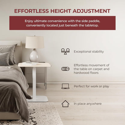 Ergohome™ ELEVANCE Table™- White Base Washed Oak Top