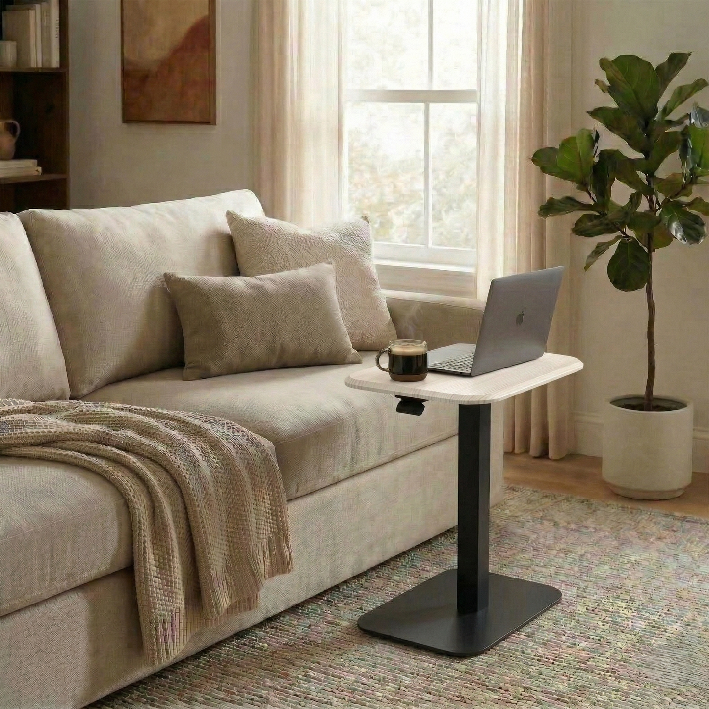 Ergohome™ ELEVANCE Table™ - (Black Base, Washed Oak Top)