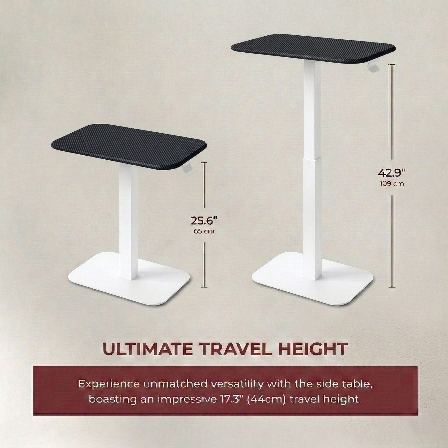 Ergohome™ ELEVANCE Table™ - (White Base, Carbon Black Top)