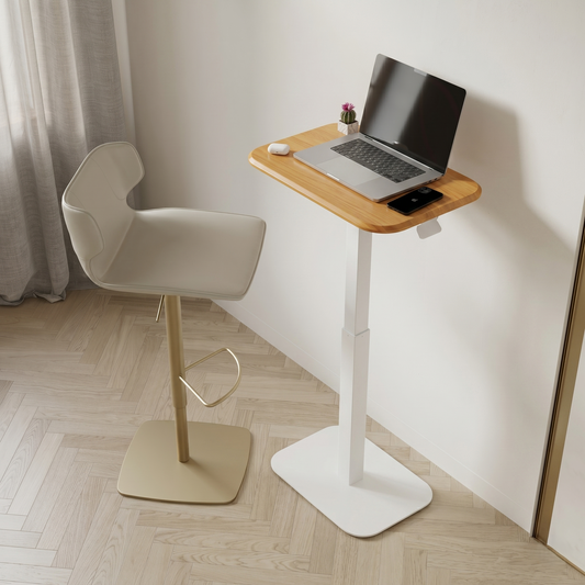 Ergohome™ ELEVANCE Table™ - (White Base, Golden Maple Top)