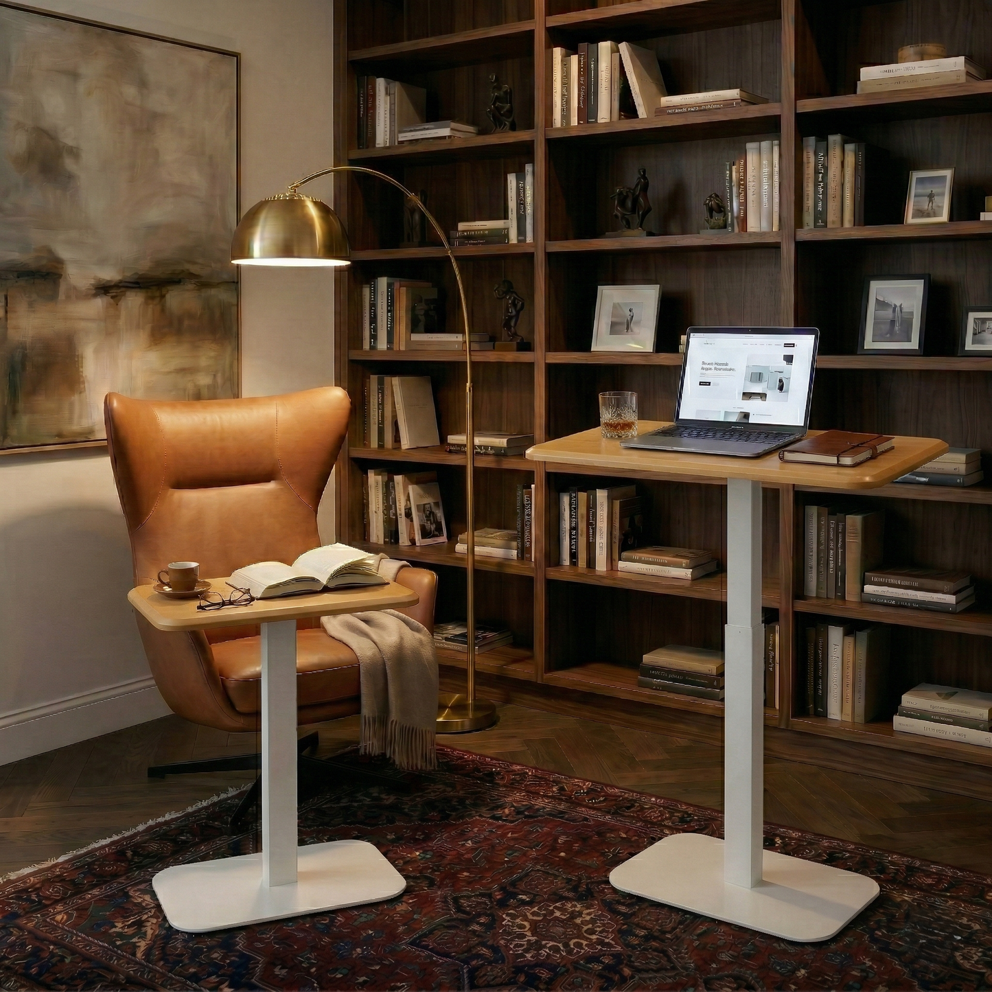 Ergohome™ ELEVANCE Table™ - (White Base, Golden Maple Top)