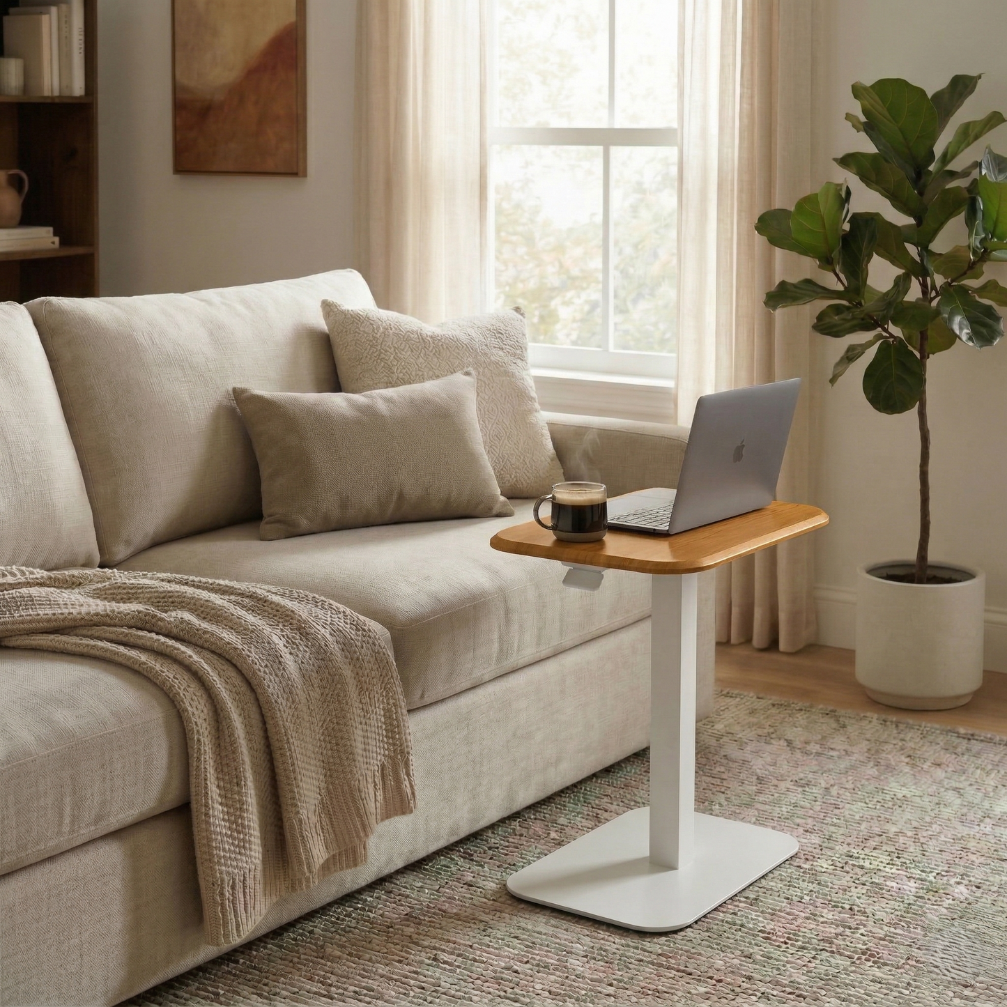 Ergohome™ ELEVANCE Table™ - (White Base, Golden Maple Top)