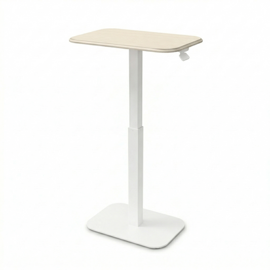 Ergohome™ ELEVANCE Table™ - (White Base, Washed Oak Top)