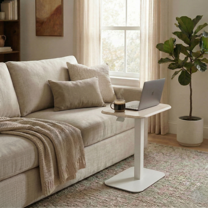 Ergohome™ ELEVANCE Table™ - (White Base, Washed Oak Top)