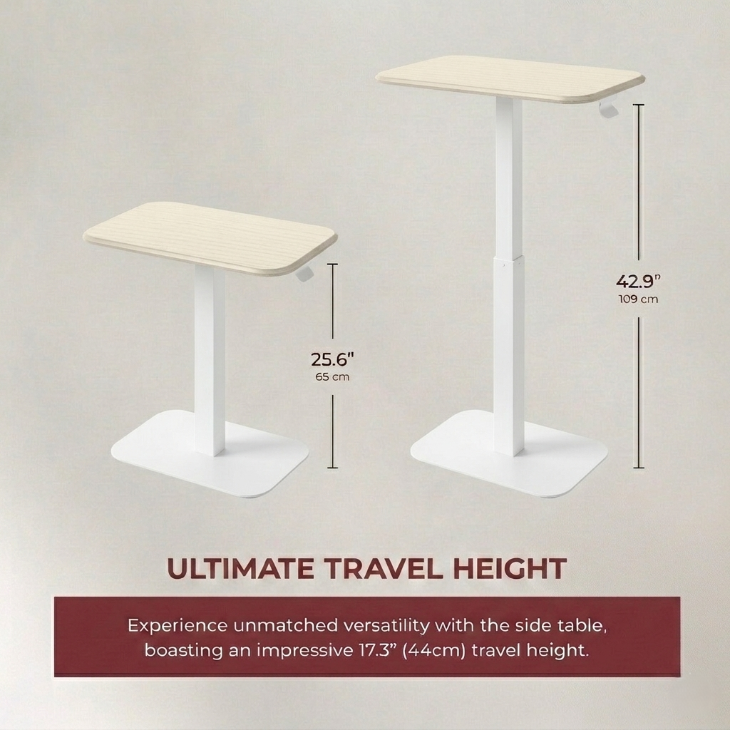 Ergohome™ ELEVANCE Table™ - (White Base, Washed Oak Top)