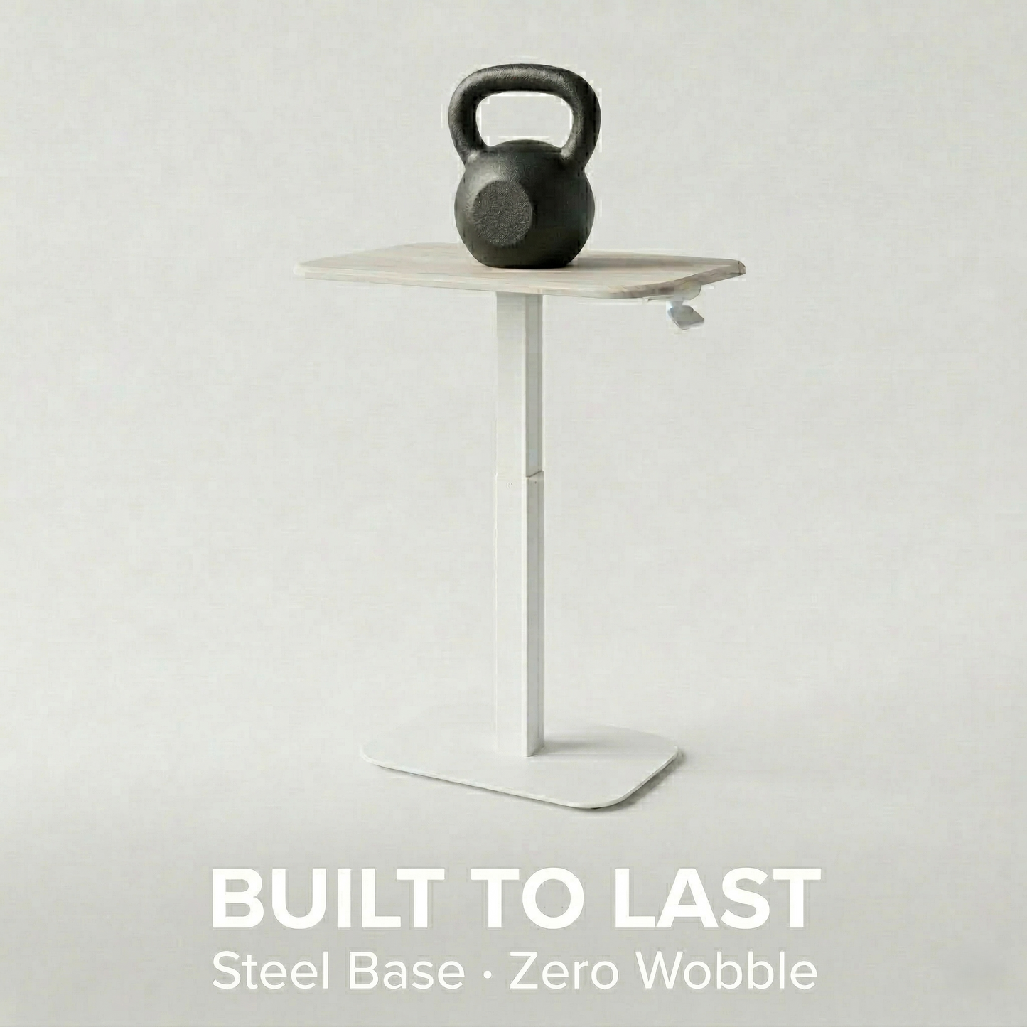 Ergohome™ ELEVANCE Table™ - (White Base, Washed Oak Top)