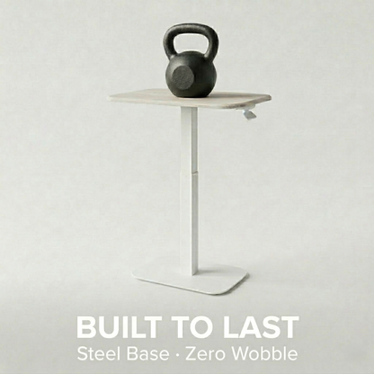 Ergohome™ ELEVANCE Table™ - (White Base, Washed Oak Top)