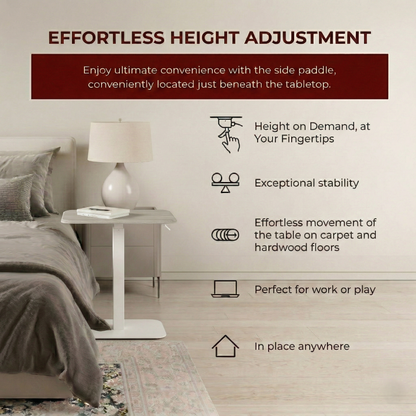 Ergohome™ ELEVANCE Table™ - (White Base, Washed Oak Top)