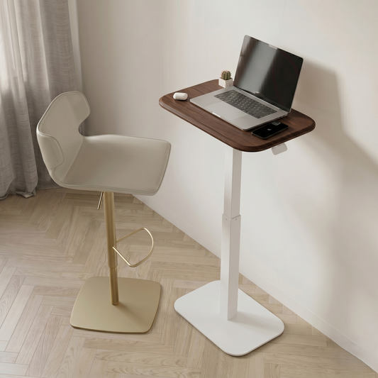 Ergohome™ ELEVANCE Table™ - (White Base, Walnut Top)
