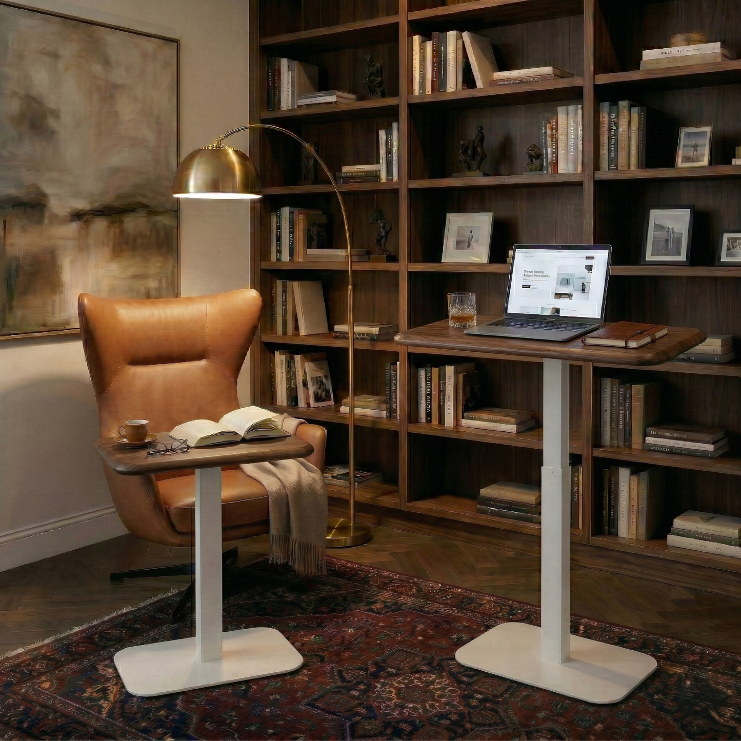Ergohome™ ELEVANCE Table™ - (White Base, Walnut Top)