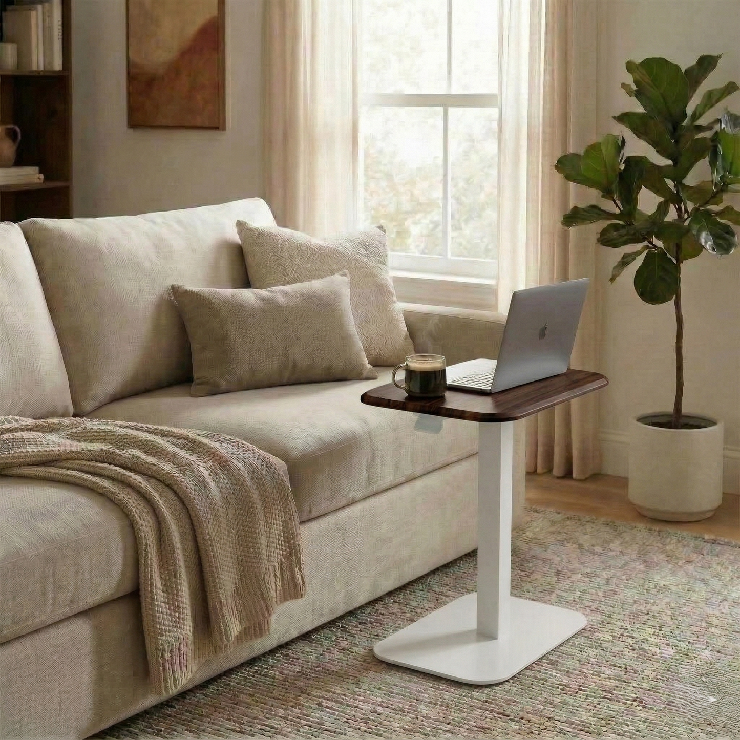 Ergohome™ ELEVANCE Table™ - (White Base, Walnut Top)