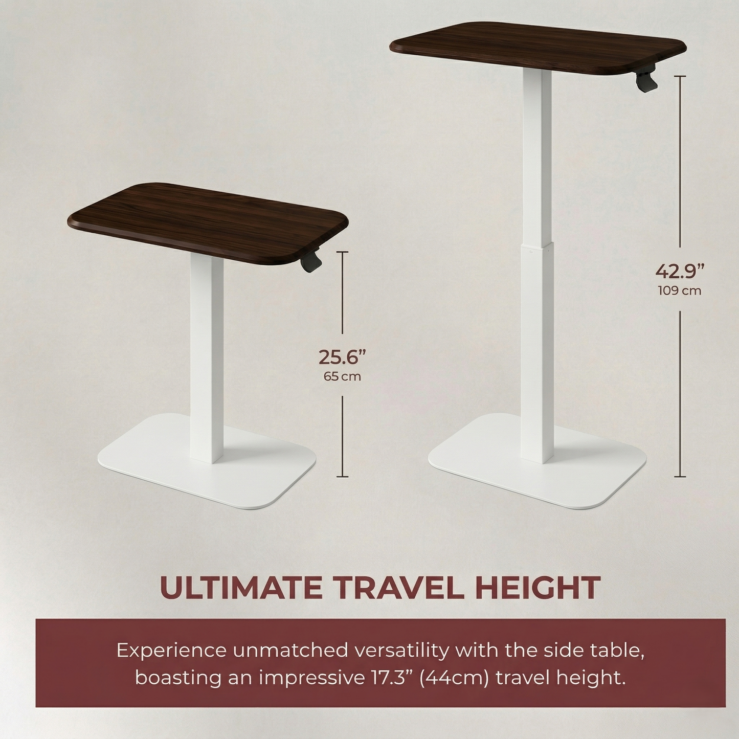 Ergohome™ ELEVANCE Table™ - (White Base, Walnut Top)